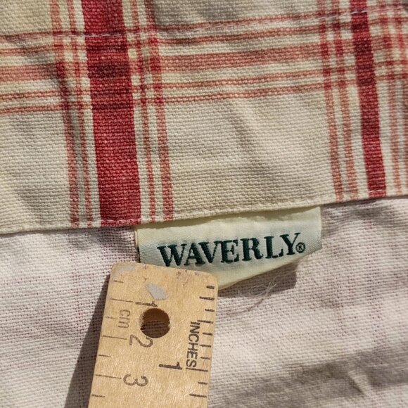WAVERLY Curtain Valance Pantry Plaid Red Cream Country 59.5 inch Primitive Vtg - Picture 4 of 8